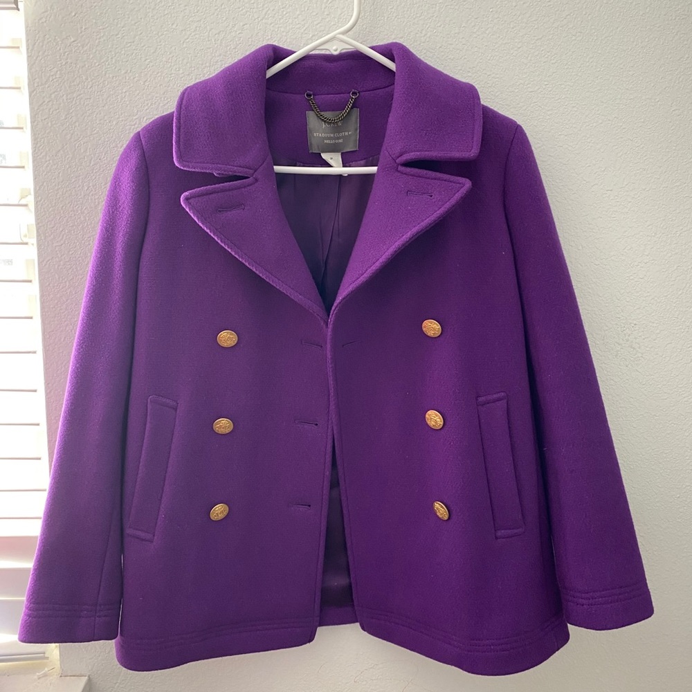 Jcrew Stadium Coat in Royal Purple